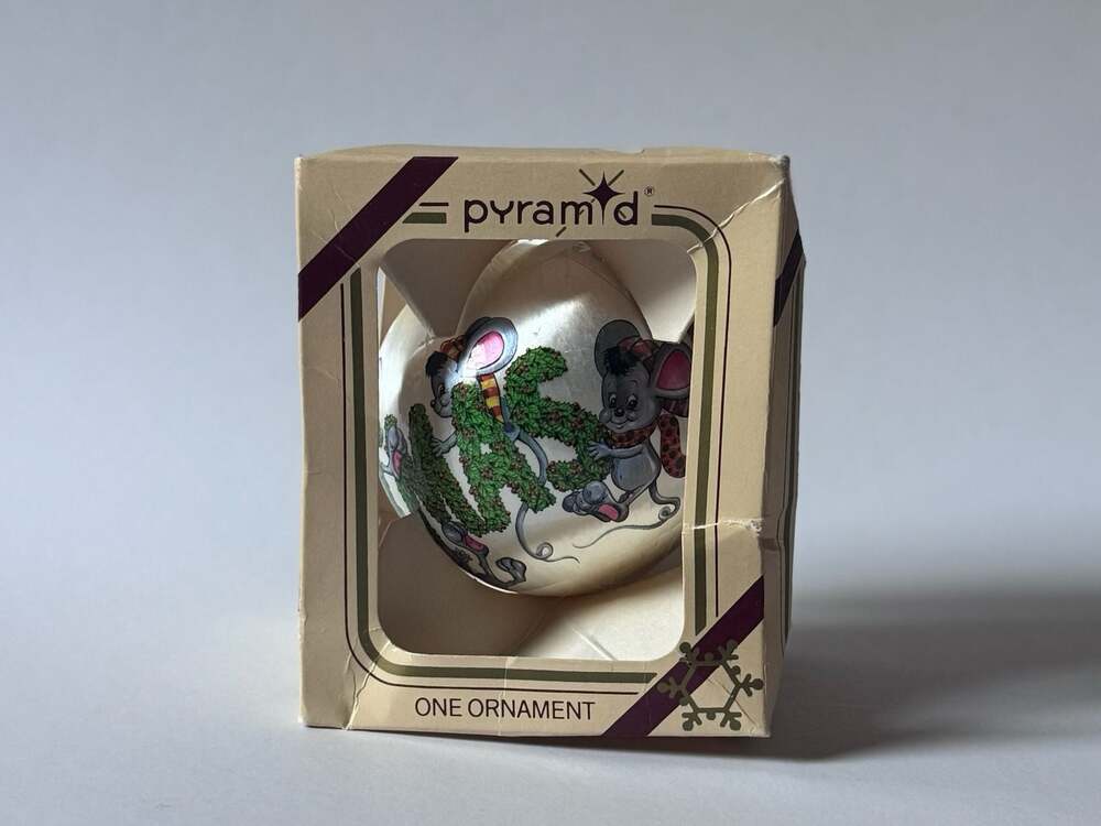 Vintage 1984 Pyramid Satin-Sheen Christmas Ornament Mouse Characters